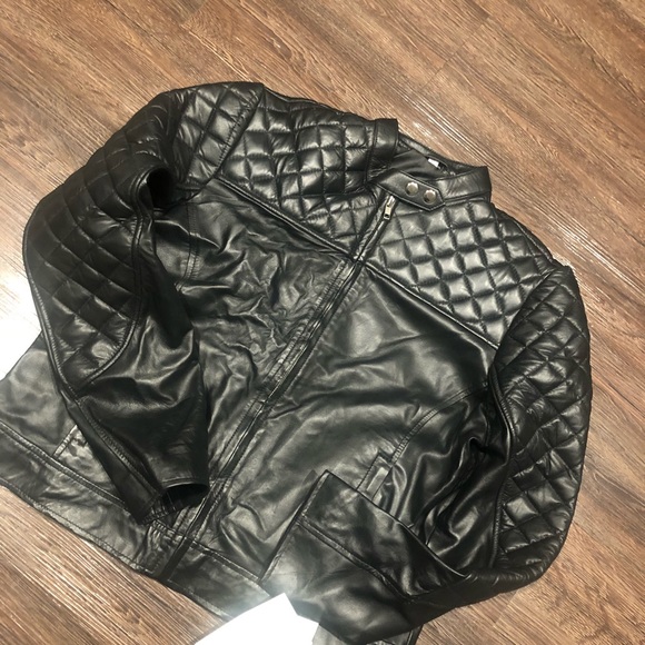👟 Decrum Real leather black moto jacket NWT - Picture 6 of 6